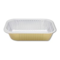 620ml Gold Rectangle Take away Food Packaging Aluminium Foil Containers with Plastic Lids